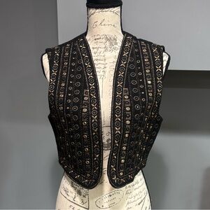 Zara Black and Gold Textured Vest
